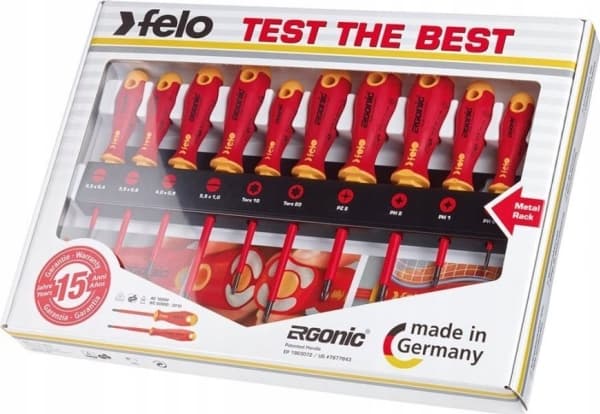 FELO Ergonic VDE skruvmejsel på skena [10 delar]