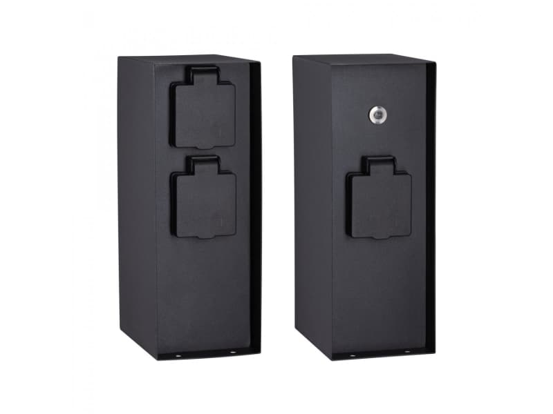 Outdoor column with sockets twilight sensor IP44 230V Stainless steel Anthracite