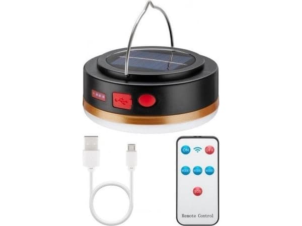 LED aurinko retkeilyvalaisin IR-kaukosäätimellä