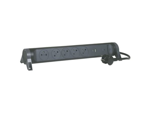 Suojaava jatkojohto 5x2PZ +USB A/C 1.5m musta