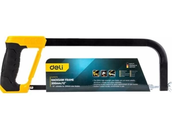 Deli Tools Hacksaw with Coated Handle, Baufil, Plast, Tre, Stål, Stål, Sort, Gult, Sort, Gult