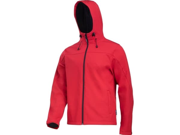 Lahti Pro SOFTSHELL JAKKE MED HETTE. RØD, "XL", CE, LAHTI