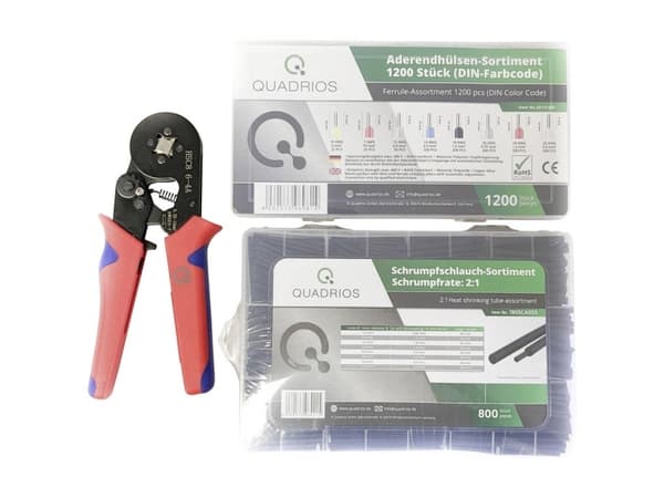 Quadrios 22T009 22T009 Verktygssats för krympning Kabelskor 0,25 till 10 mm² Inkl. sortiment av kabelhylsor