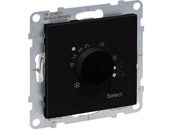 Legrand SUNO - Termostaatti lattialämmitykseen - lämpötila-alue: 10 C - 60 C - yhdellä NO-koskettimella ja LEDillä 16 A - 230 V~, musta - Legrand 721