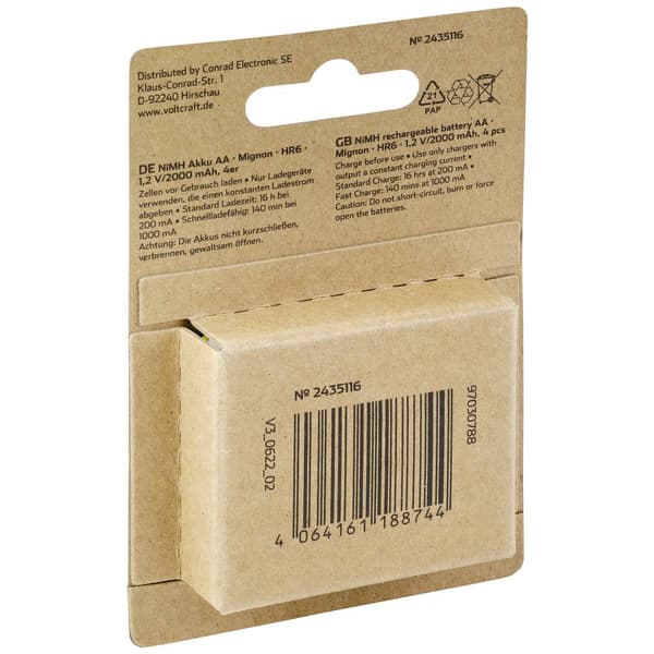 VOLTCRAFT Endurance Laddbart batteri AA (R6) NiMH 2000 mAh 1.2 V 4 st