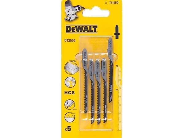 Dewalt T-tyyppinen pistosahanterä HCS76x48mm jako 2mm 5kpl puulle - DT2050
