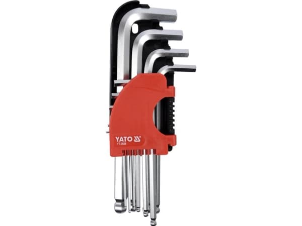 Yato YT-0509, L-formet hex-nøkkelsett, Metrisk, 10 stykker, Kromvanadiumstål, 2,2.5,3,4,5,6,7,8,10,12 mm, 1,6 cm