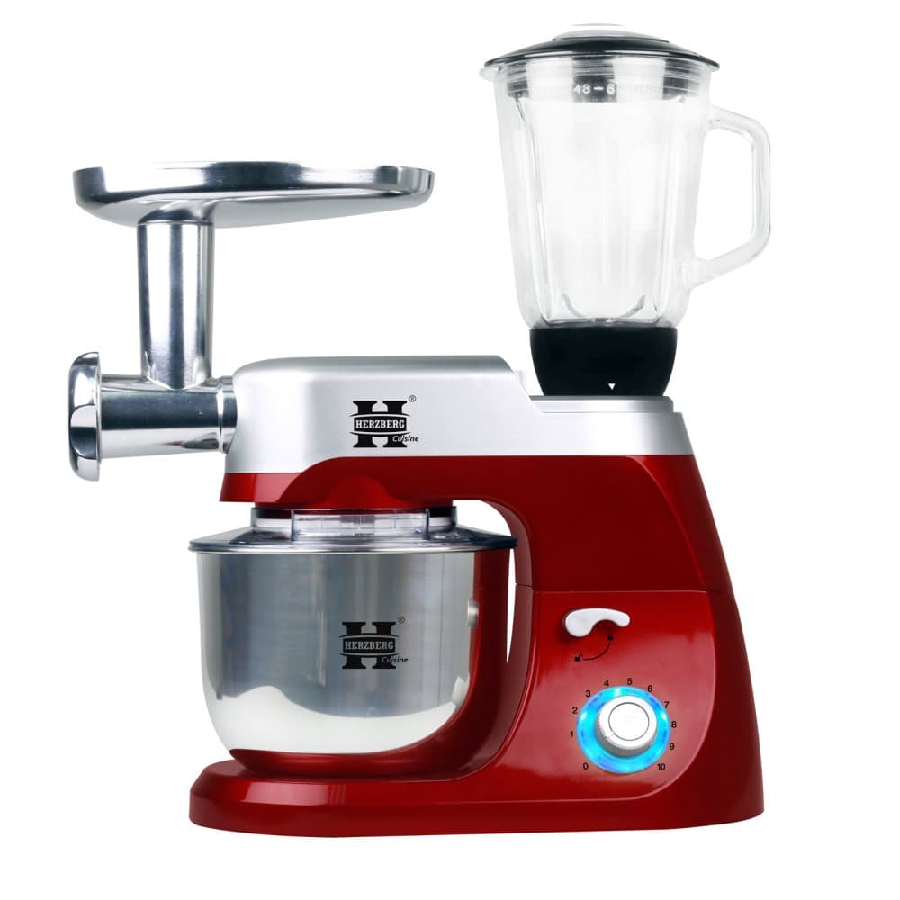 Herzberg HG-5029: 3 i 1 800 W Standmixer med planetstyrkan röd