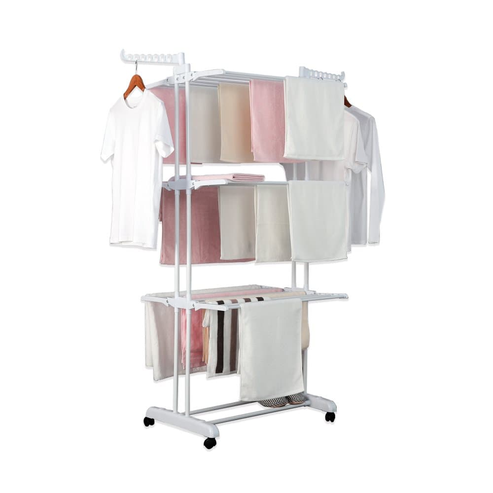 Herzberg HG -8034WHT: Flytta klädställ - WIT