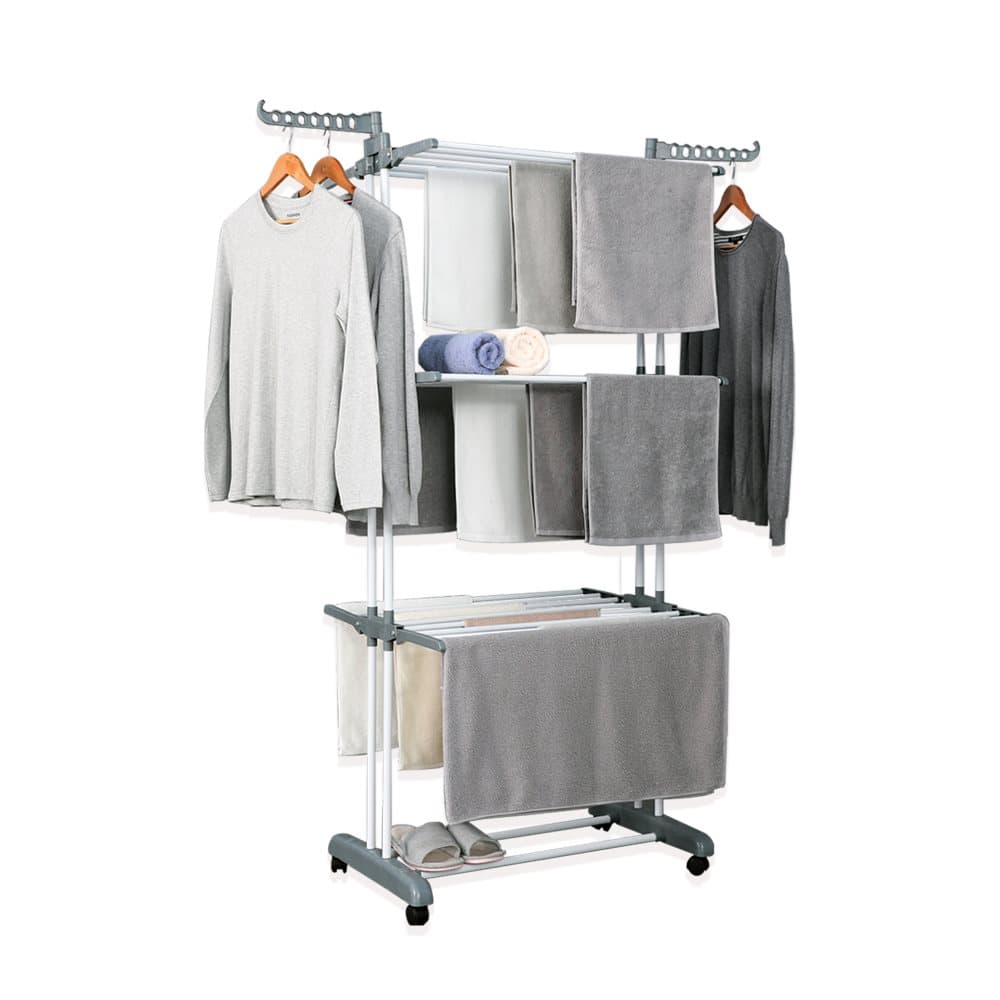 Herzberg HG -8034Gry: Moving Clothing Rack - Grijs