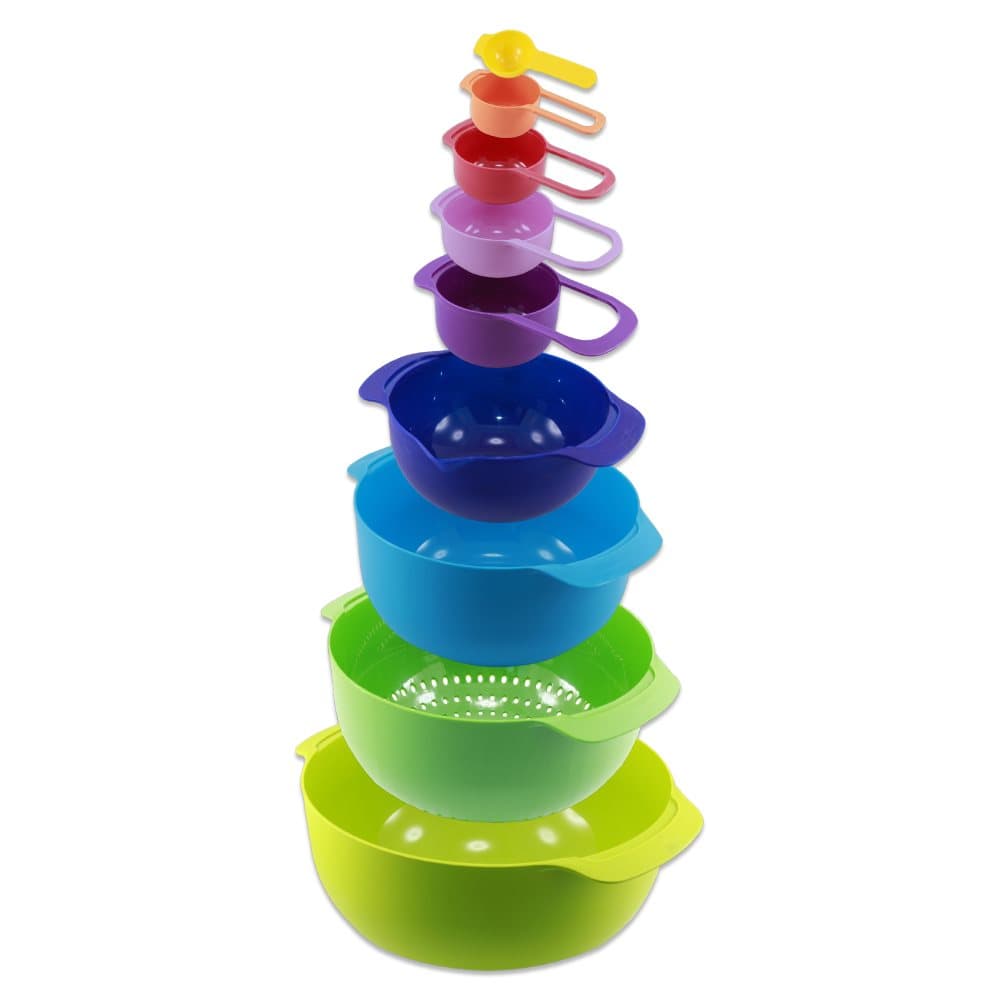 Herzberg uppsättning av 9 i 1 skål och mätkoppar