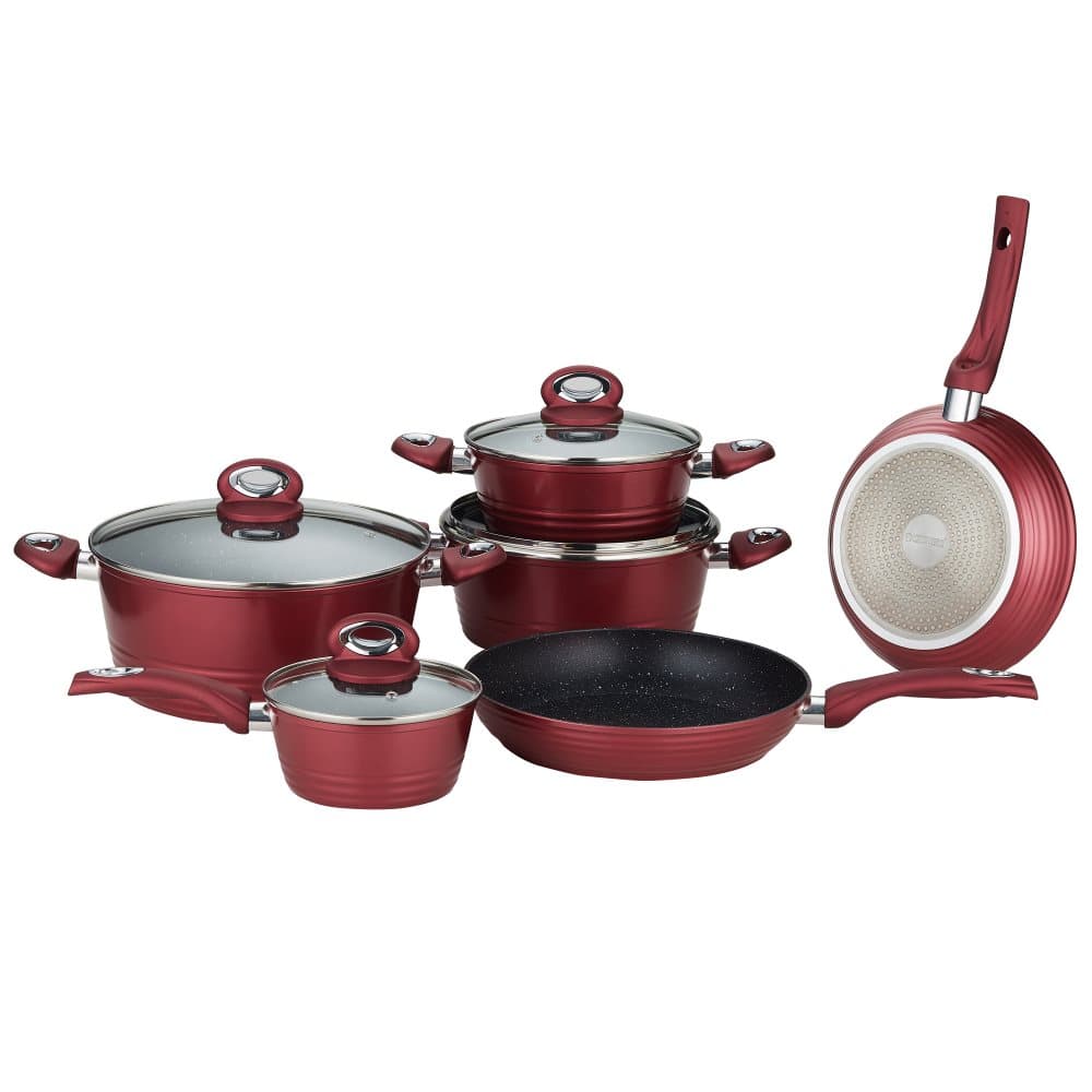 Herzberg 10-delad smidd Pan Set Bordeaux
