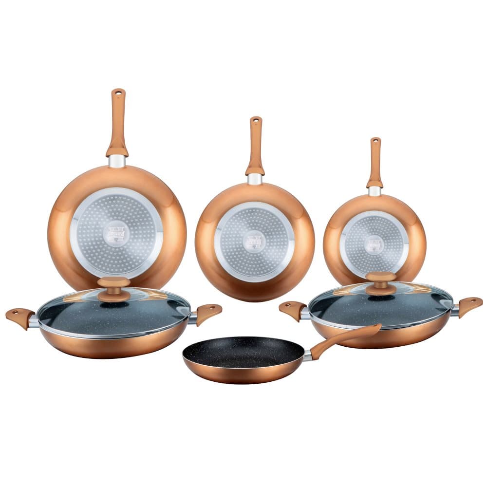 Herzberg 8-delad rostningspannkakasats med Marmercoating Copper