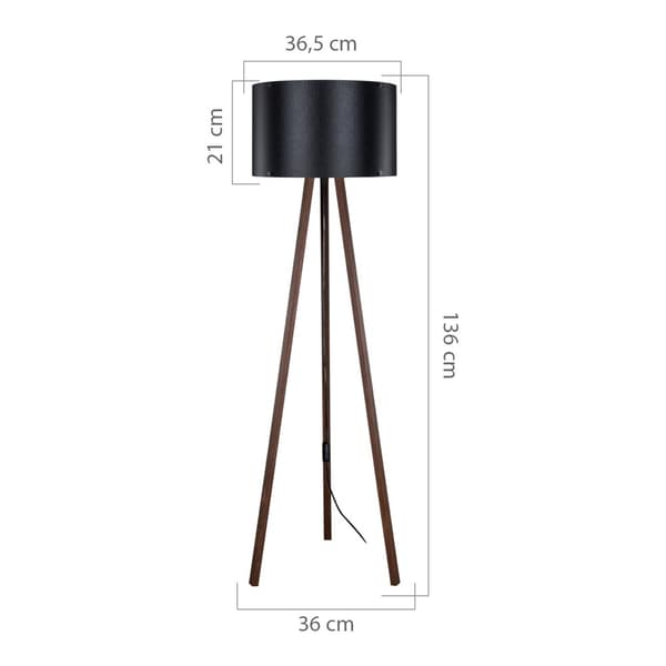 Golvlampa Keynes 136 cm valnötsfärg svart [lux.pro]