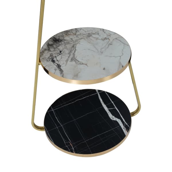 Sidobord Sipoo 74x46x37 cm marmormönster svart vit guld [en.casa]