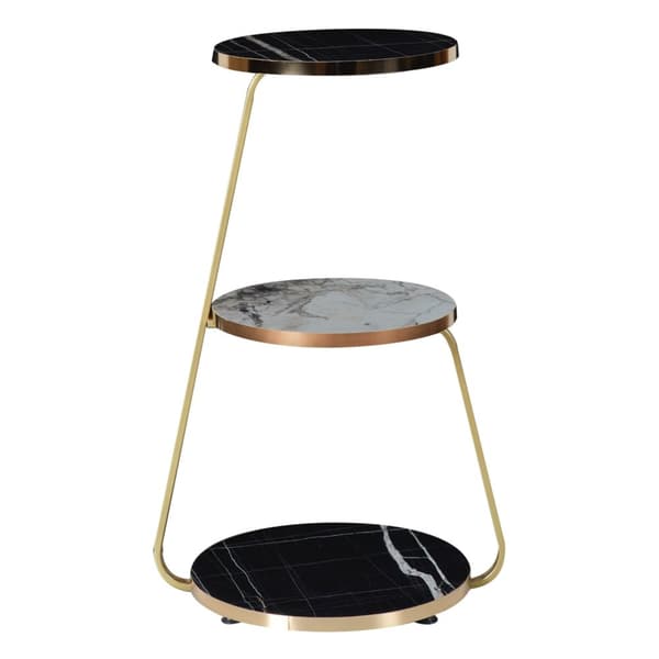 Sidobord Sipoo 74x46x37 cm marmormönster svart vit guld [en.casa]