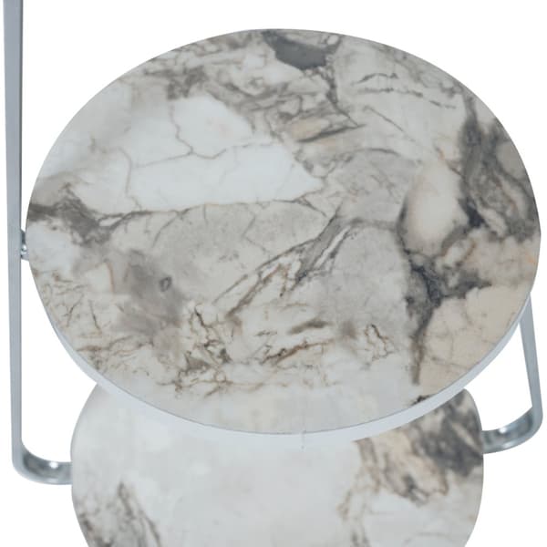 Sidobord Sipoo 74x46x37 cm marmormönster vit silver [en.casa]