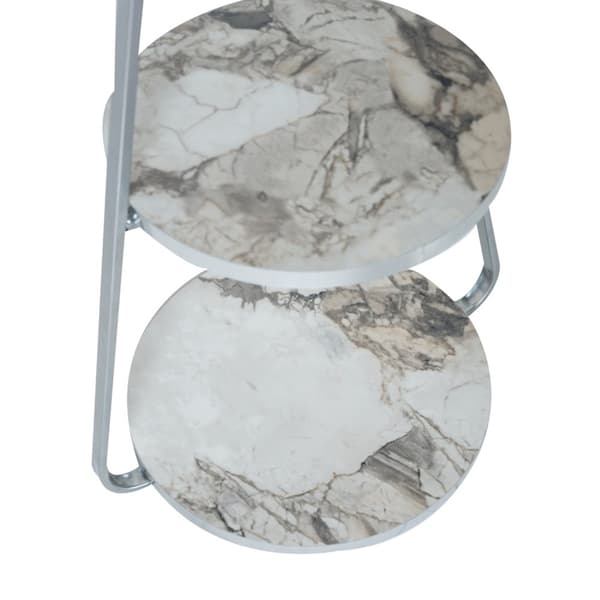 Sidobord Sipoo 74x46x37 cm marmormönster vit silver [en.casa]