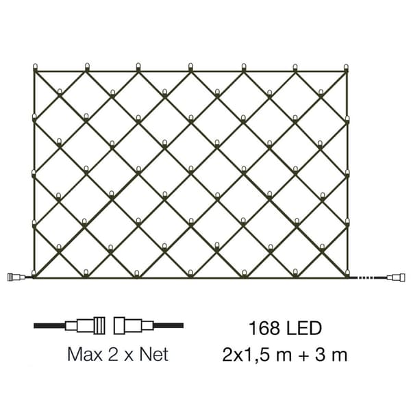 LightsOn Net Ljusnät 2×1,5m med 168 ljuspunkter