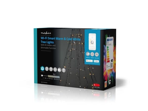 Nedis SmartLife Dekorativa LED | Wi-Fi | Varmt till kallt vitt | 200 LED | 10 x 2 m | Android™ / IOS