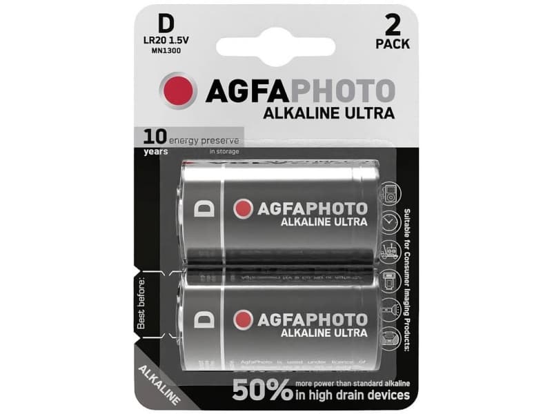 AgfaPhoto Ultra LR20 D-batteri Alkali-mangan 1.5 V 2 stk