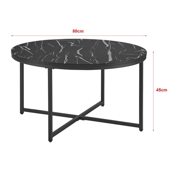 Soffbord Uppvidinge 45xØ80 cm svart marmormönster [en.casa]