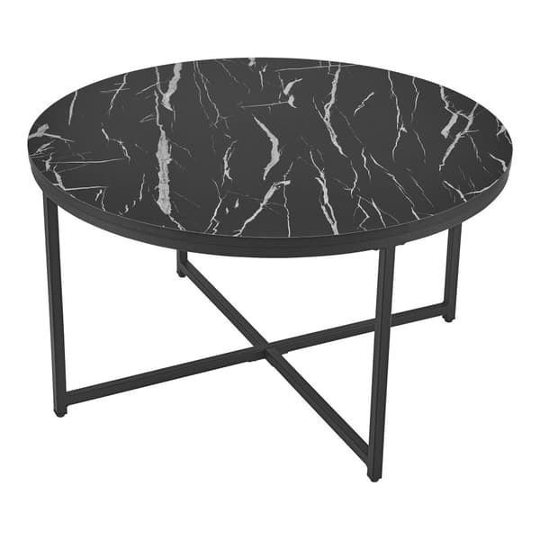 Soffbord Uppvidinge 45xØ80 cm svart marmormönster [en.casa]