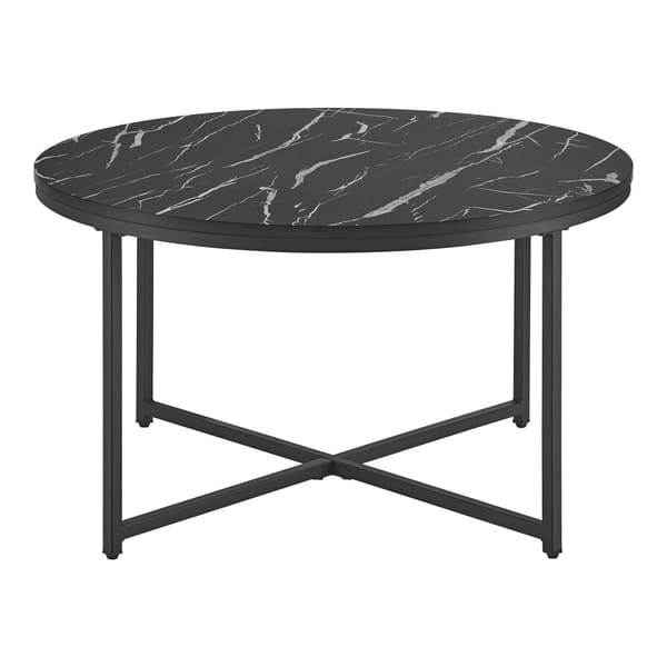 Soffbord Uppvidinge 45xØ80 cm svart marmormönster [en.casa]