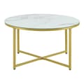 Miniatyrbild 5 av 7: Soffbord Uppvidinge 45xØ80 cm vit marmormönster guld [en.casa]