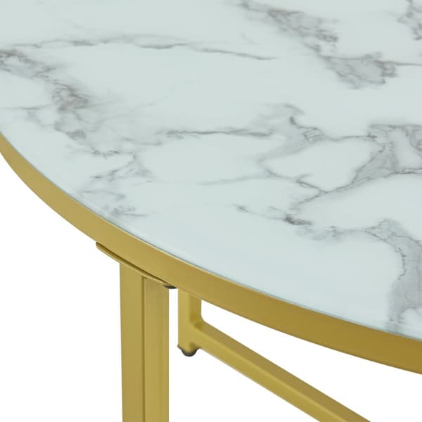 Soffbord Uppvidinge 45xØ80 cm vit marmormönster guld [en.casa]