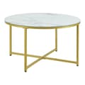 Miniatyrbild 2 av 7: Soffbord Uppvidinge 45xØ80 cm vit marmormönster guld [en.casa]
