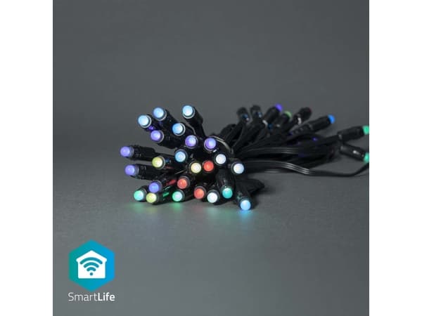Nedis WIFILP01C48, Kjede, Sort, IP65, Sort, 48 ampuller, LED
