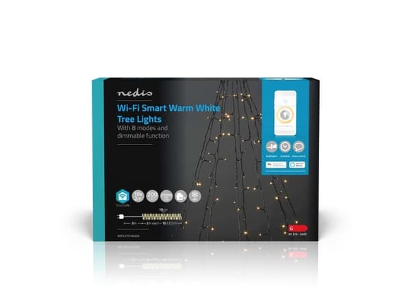 Nedis SmartLife - Stringlys - LED - 10 LEDs/m - 4.21 W - klasse G - varmt hvitt lys - 2700-3000 K - tre - svart - for P/N: PEBX01OG, PESTD01OG