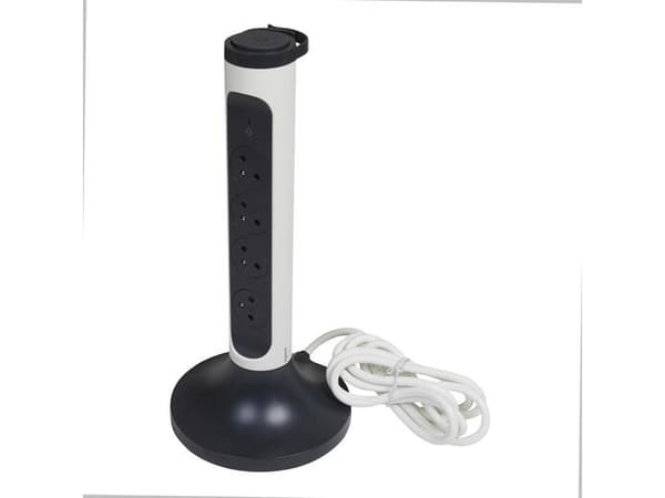 Legrand 049410, 2 m, inomhus, 2P+E, IP20, Grå, Vit, 4 AC-utgångar