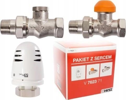 Herz rak radiatoranslutningspaket 1/2 huvud tillopp + returventilHERZ