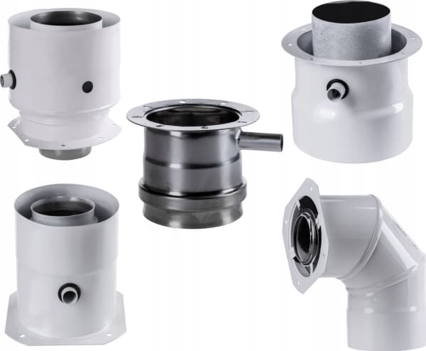 SpiroFlex 60/100 TK adapter (kne) med kondensator hvit RETT ADAPTER MED DISTRIBUTØR TERMET T
