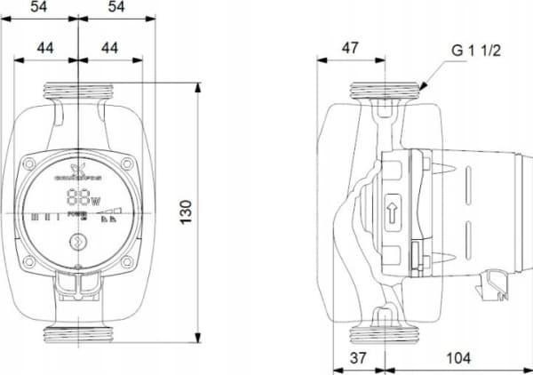 Grundfos Central heating circulation pump - ALPHA1 25-40 N 130 1x230V 50Hz 6HDH