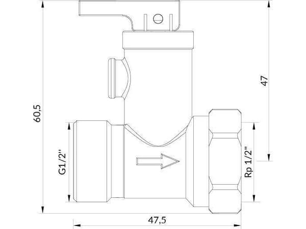 Afriso sikkerhetsventil for elektriske varmtvannsberedere AF4, 6,7 bar, G1/2 x Rp1/2 (S)A