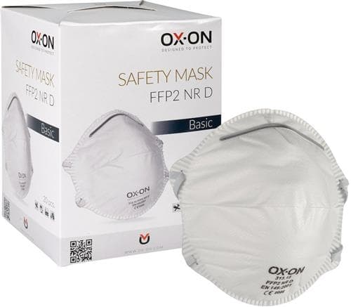 Støvmaske uden ventil FFP2NR Danvendes ved faste partikler og flydende aerosoler med lav til middel giftighed, pakke med 20stk