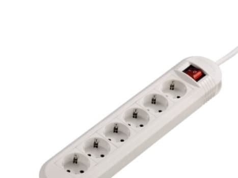 Extension cord Hama 6-way with switch 3m, white