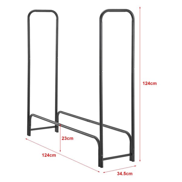 Vedställ Kwethluk vedförvaring 124x124x34,5 cm stål svart [casa.pro]