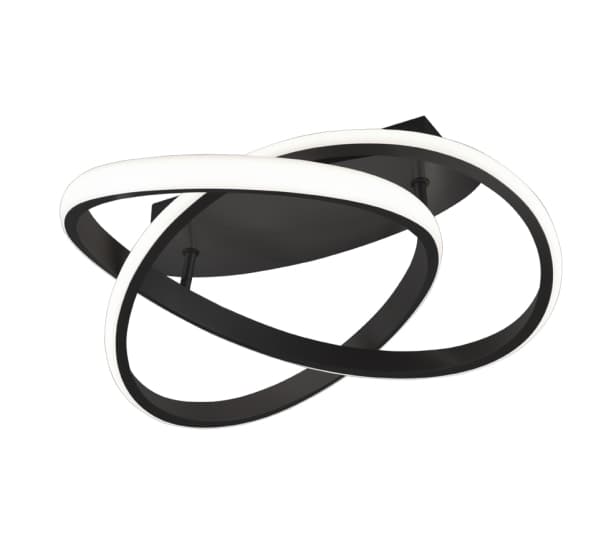 Trio Reality Course taklampe, sort/stål, 3000K, 2000 lm, 45 cm