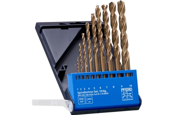 PFERD 25298002, Drill, Drill bit set, Rustfritt stål, Stål, 135°, Cobalt Alloy High-Speed Steel (HSS-Co), Sylindrisk Skaft