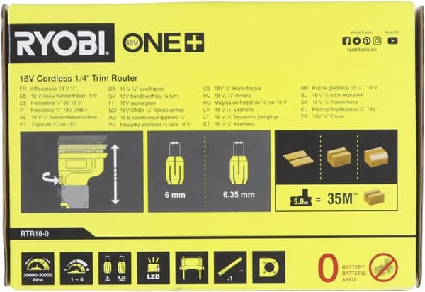 Ryobi RTR18-0 ONE+ 18V Overfræser Solo - SOLO