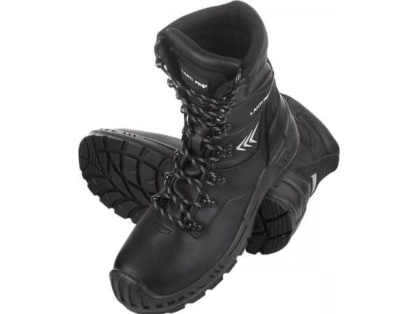 Lahti Pro ankle boots without toe cap, high, leather, black, O2 Src, "43" (L3030443)