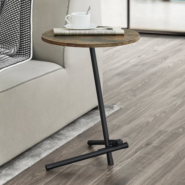 Sidobord Karup 55x40 cm mörkt trämönster [en.casa]