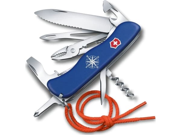 Victorinox Skipper, Fällkniv med låsblad, Kniv med flera verktyg, Clip point, Polyamid, Blå, 18 verktyg