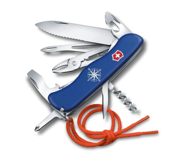 Victorinox Skipper, Fällkniv med låsblad, Kniv med flera verktyg, Clip point, Polyamid, Blå, 18 verktyg
