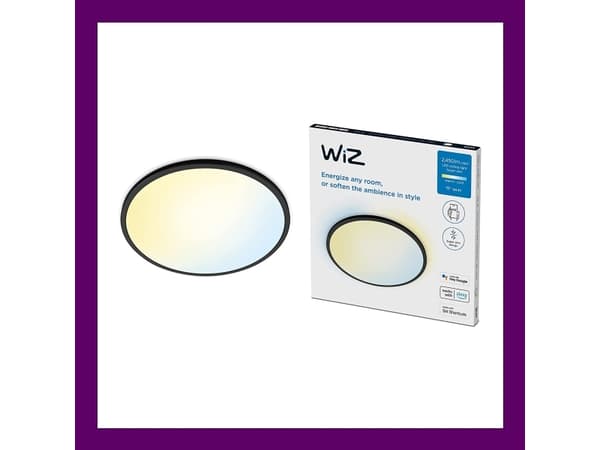 WiZ Super Slim - Loftslampe - LED - 22 W - tunbar vit - 2700-6500 K - rund - sort