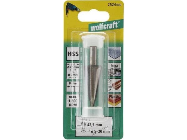 Wolfcraft 2524000 Hulfræser HSS Skaftdiameter 8 mm